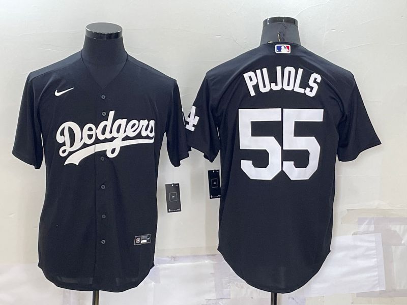 Men Los Angeles Dodgers #55 Pujols Black Inversion Nike 2022 MLB Jersey->los angeles dodgers->MLB Jersey